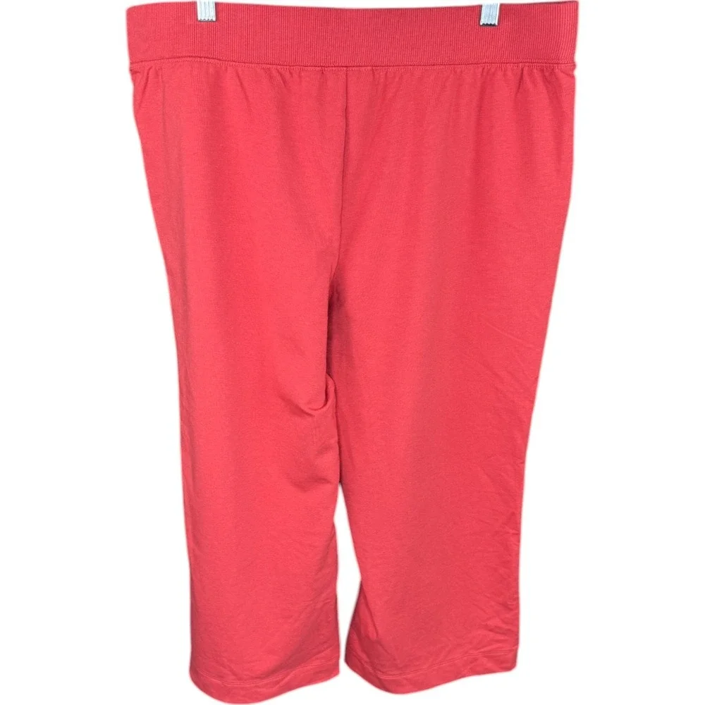 Denim & Co.‎ Active French Terry Wide Leg Crop Pant Deep Papaya Large PETITE
